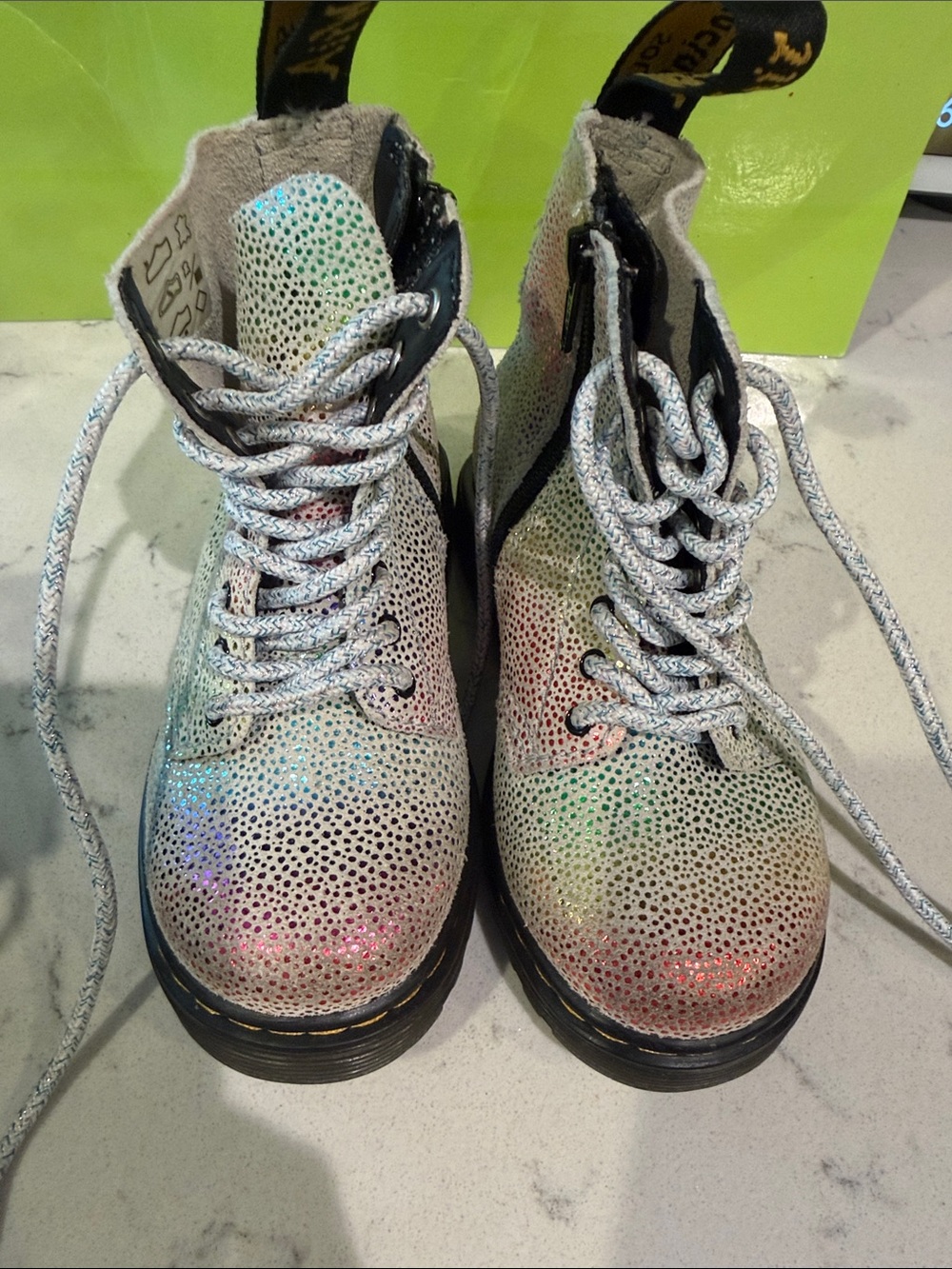 Dr. Martens Kids Iridescent Glitter Lace-Up Boots